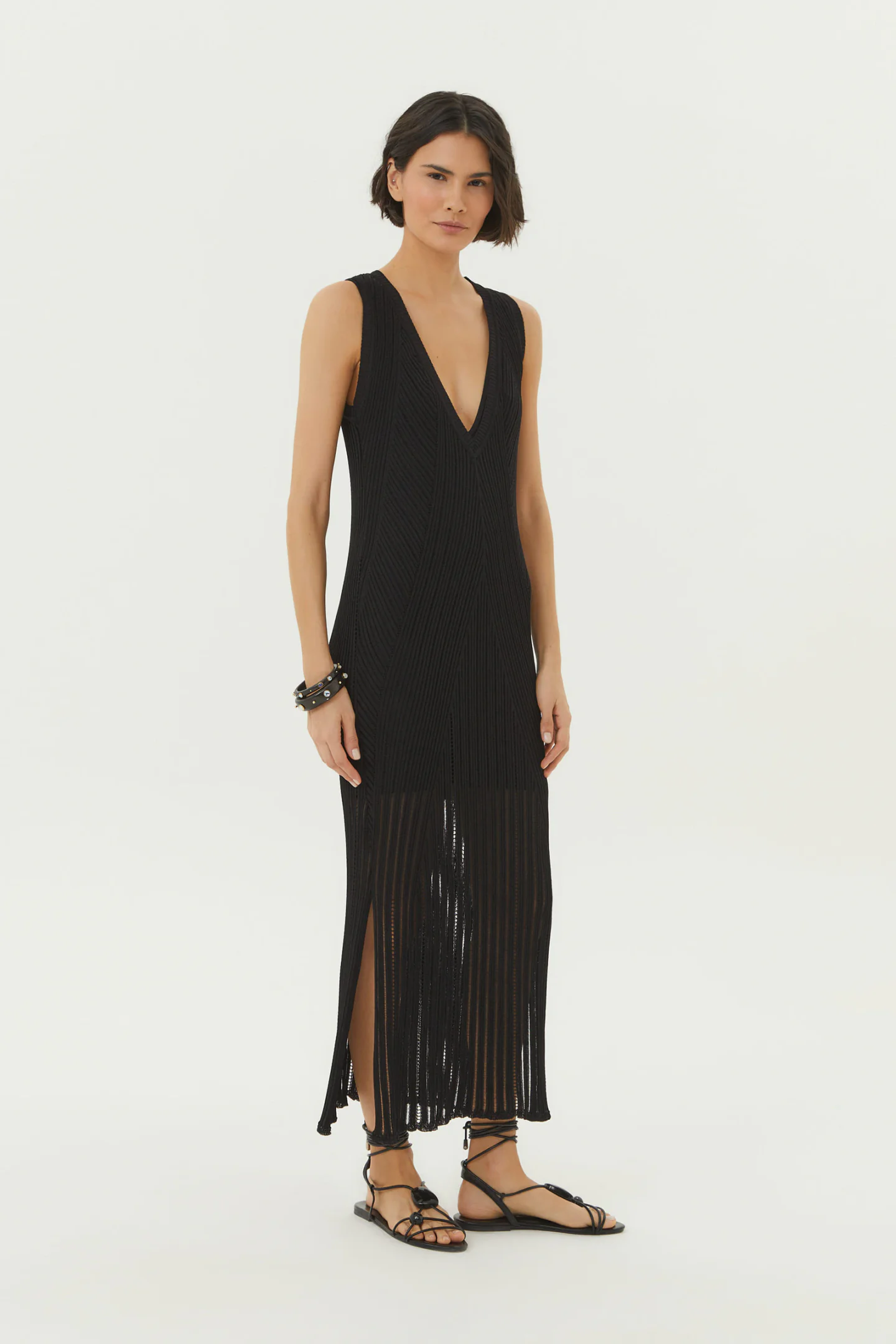 Vestido Tricot Ponto Nervuras