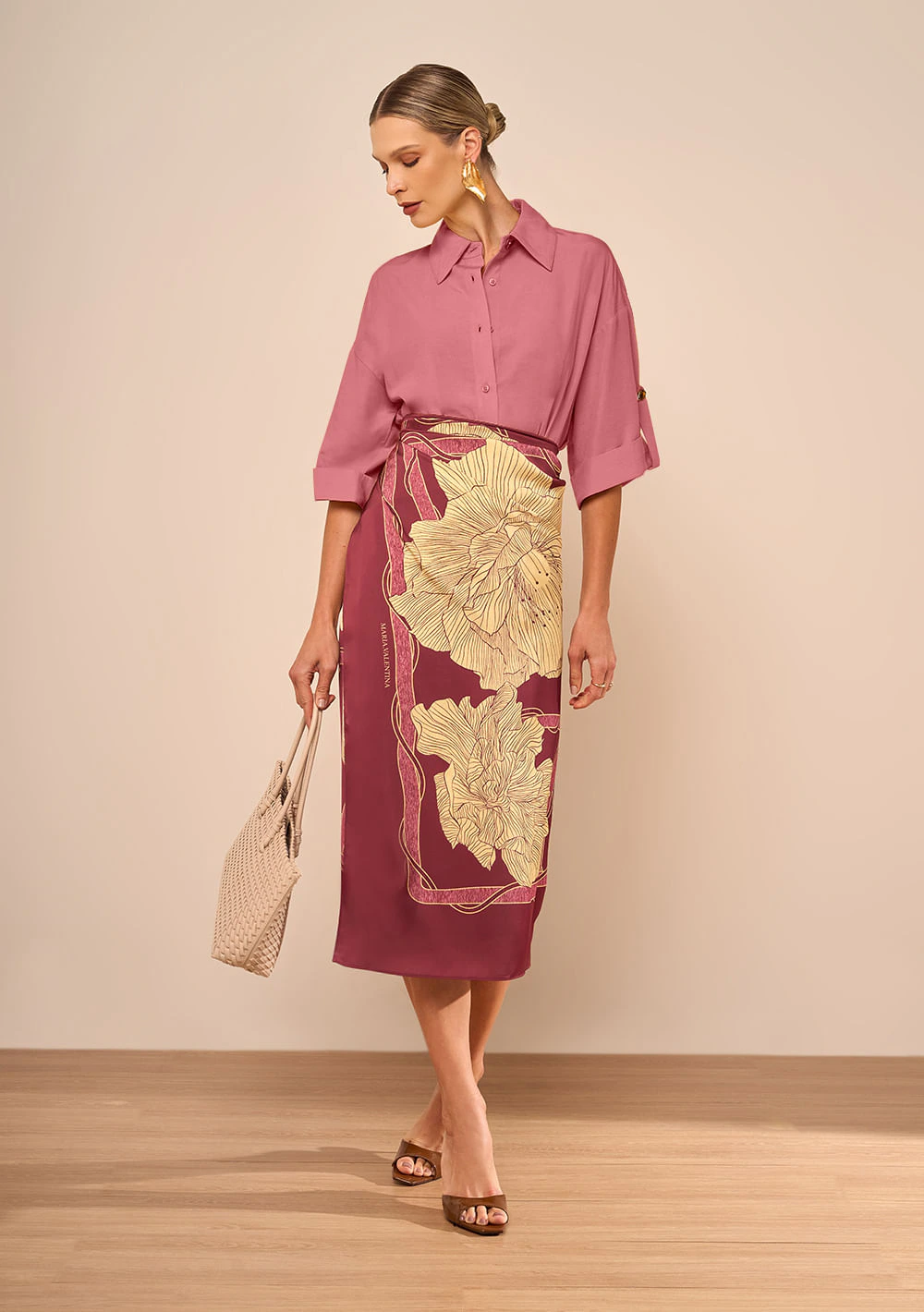 Camisa Oversized Camélia Rosa