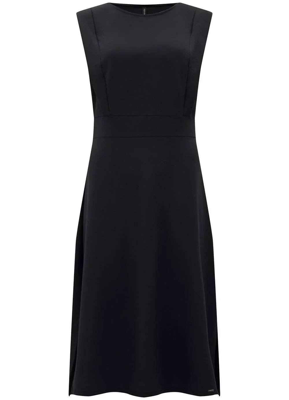 Lunender - Vestido Midi Chá com Fendas Laterais Preto