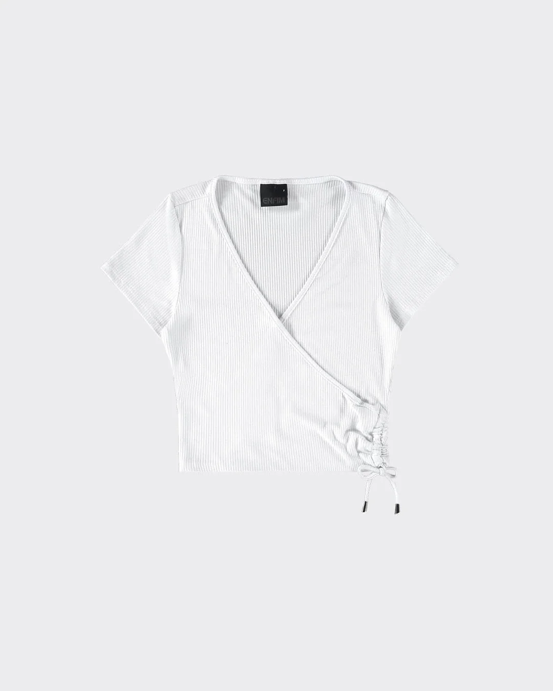 Blusa Cropped Feminina Com Amarração Em Malha Viscose Canelada - ENFIM