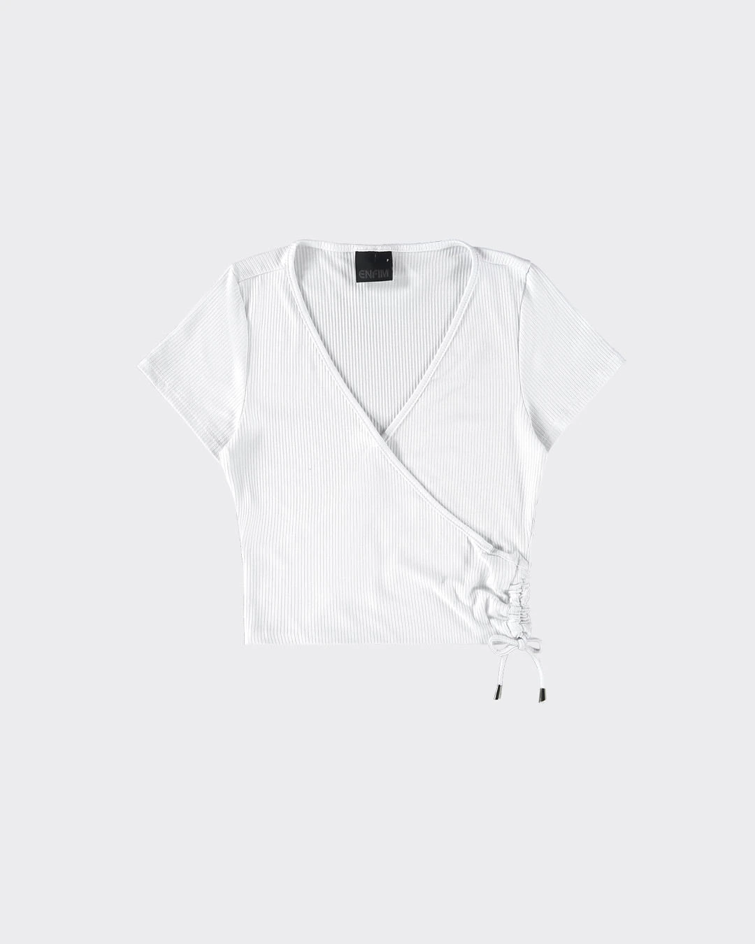 Blusa Cropped Feminina Com Amarração Em Malha Viscose Canelada - ENFIM