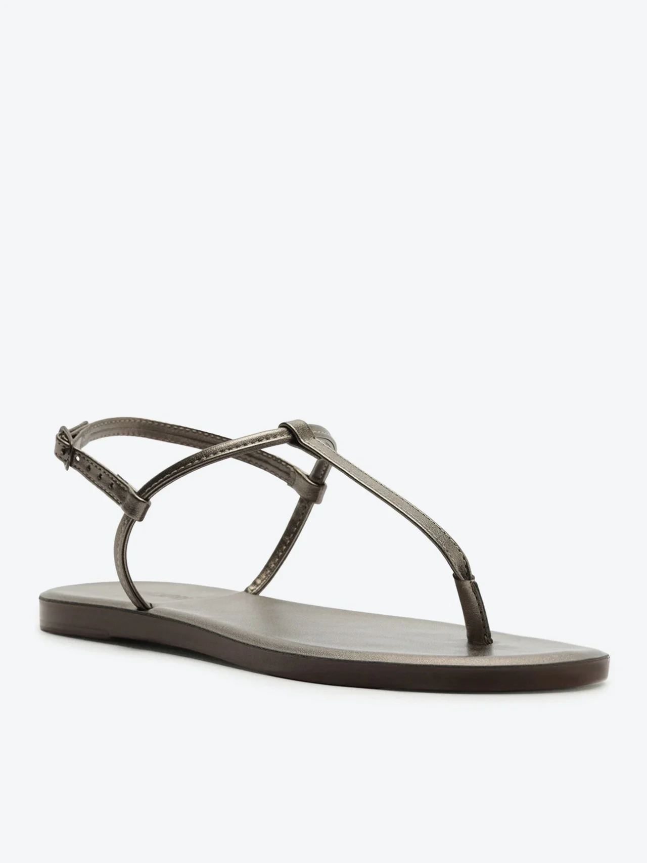 Sandália Rasteira Slim Monocolor Prata Velho