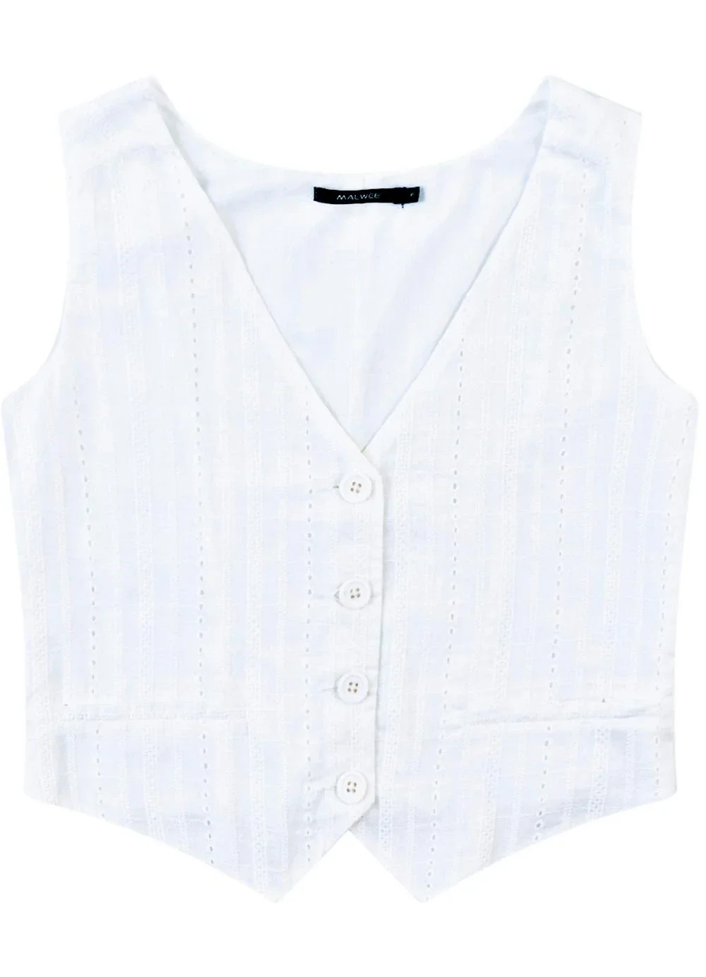 Malwee - Colete Cropped em Laíse Branco