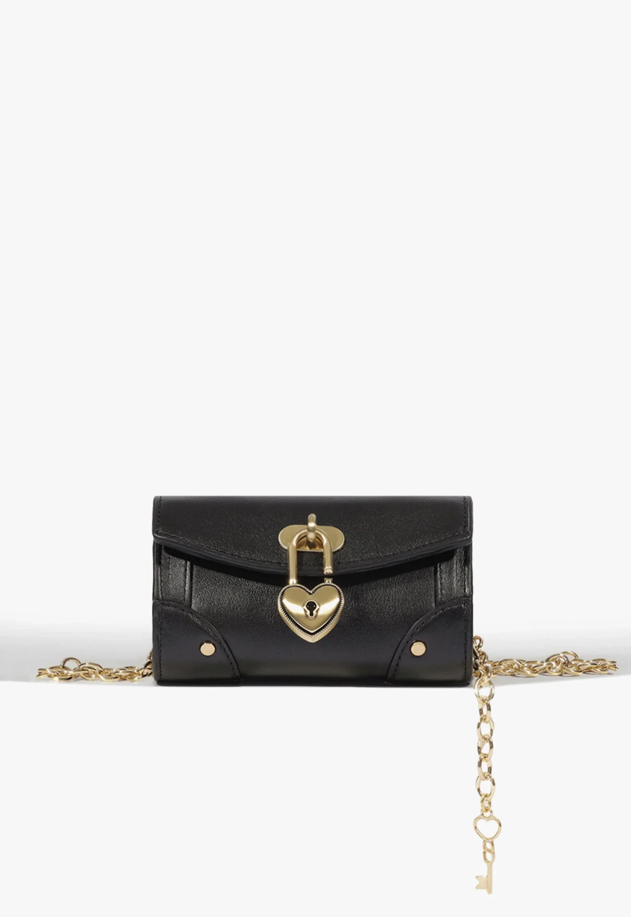 Pochete Heart Vault Bag Pequena Couro Preta