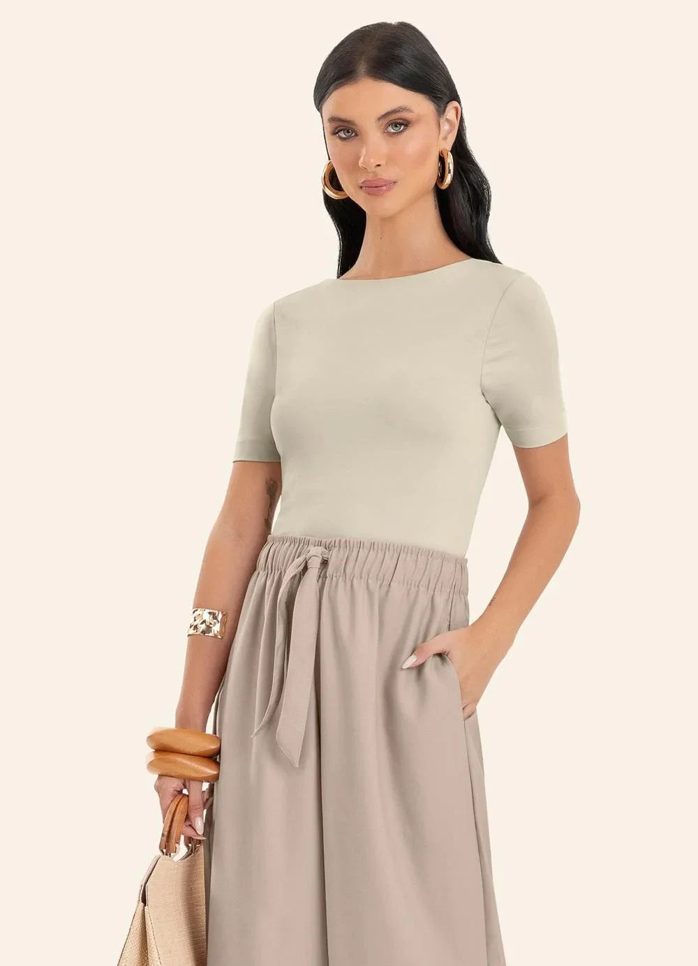 Endless - Blusa Feminina em Poliamida Bege