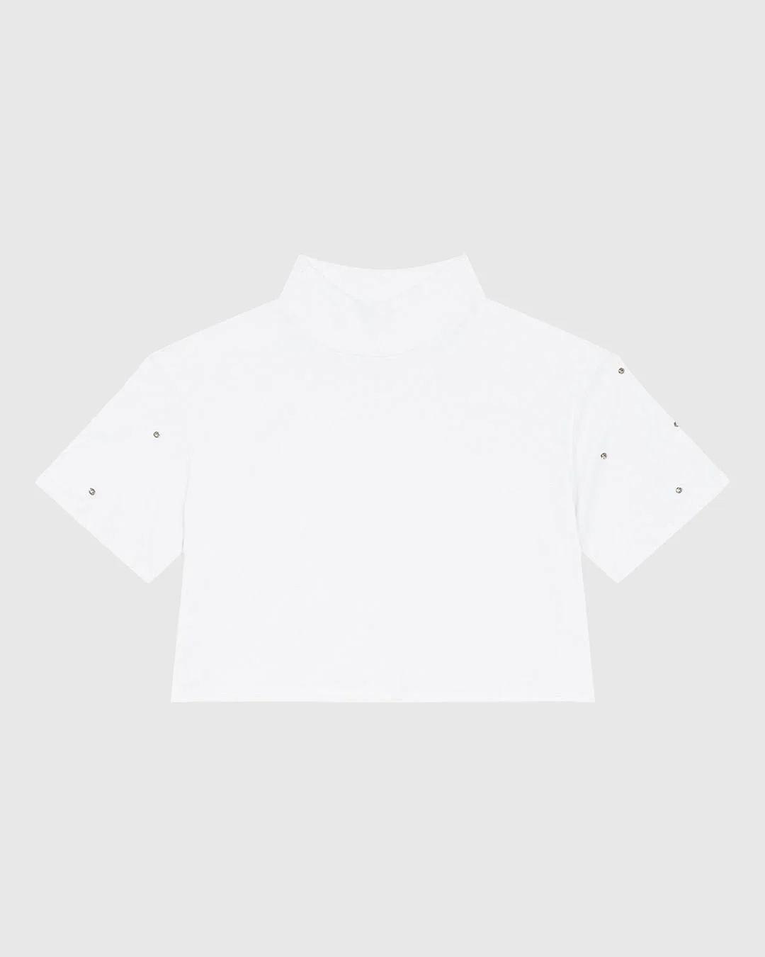 T-Shirt Feminina Cropped Gola Alta Aplique Strass Em Algodão - ENFIM