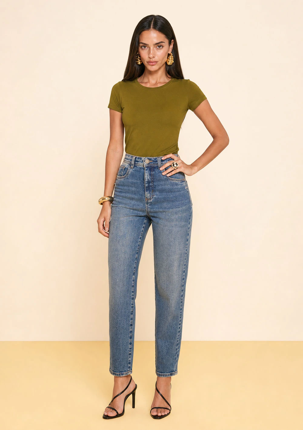 Calça Zinco Reta Alta Azul
