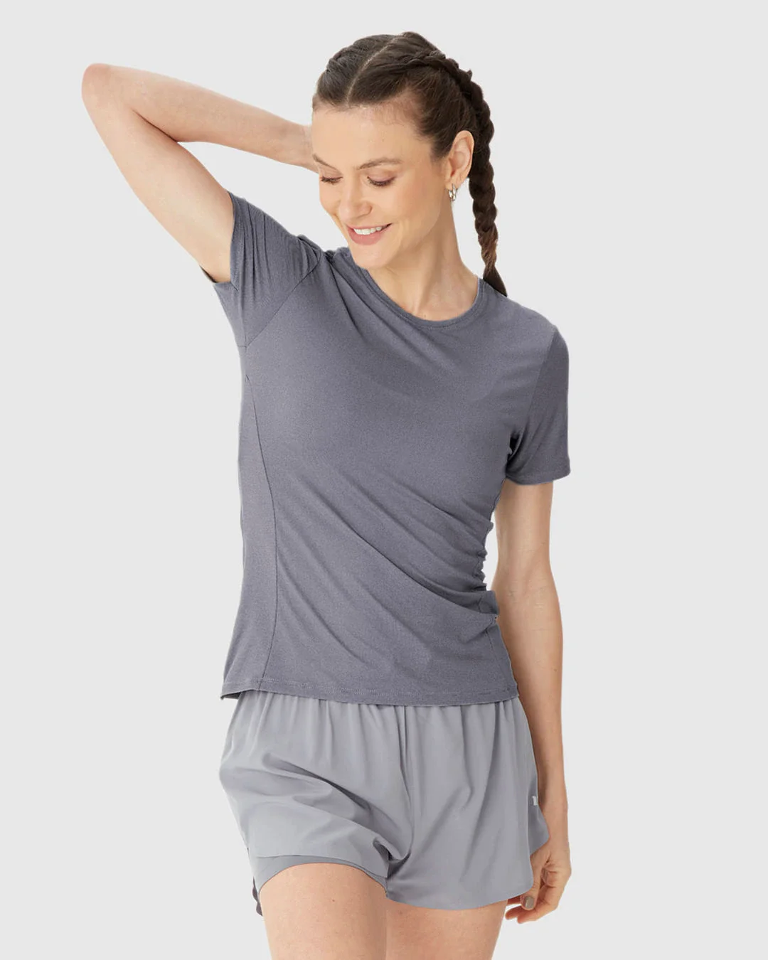Blusa Esportiva Feminina Slim Gola Redonda E Manga Curta Em Malha Rajada Dry Malwee Active