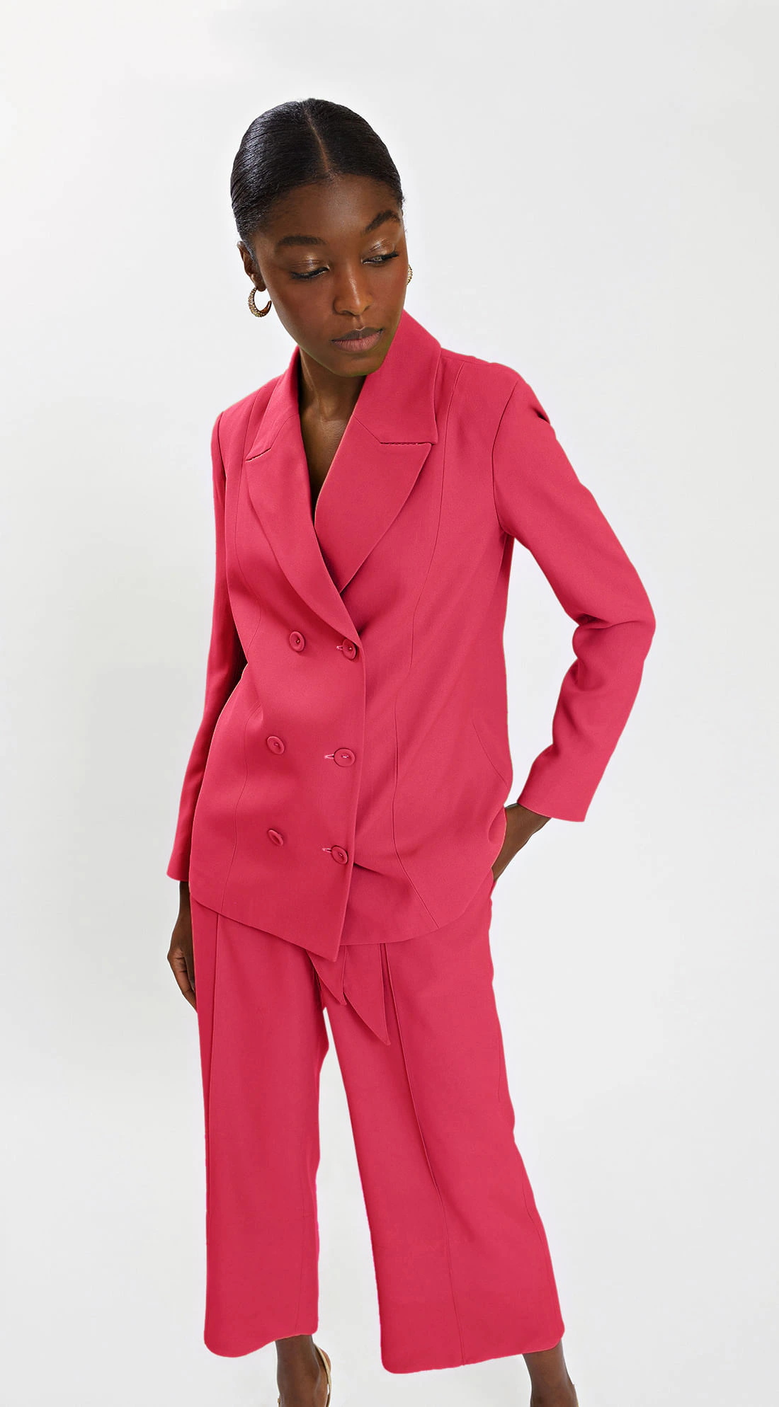 Calca Iódice Pantalona Cós Alto Com Faixa Rosa