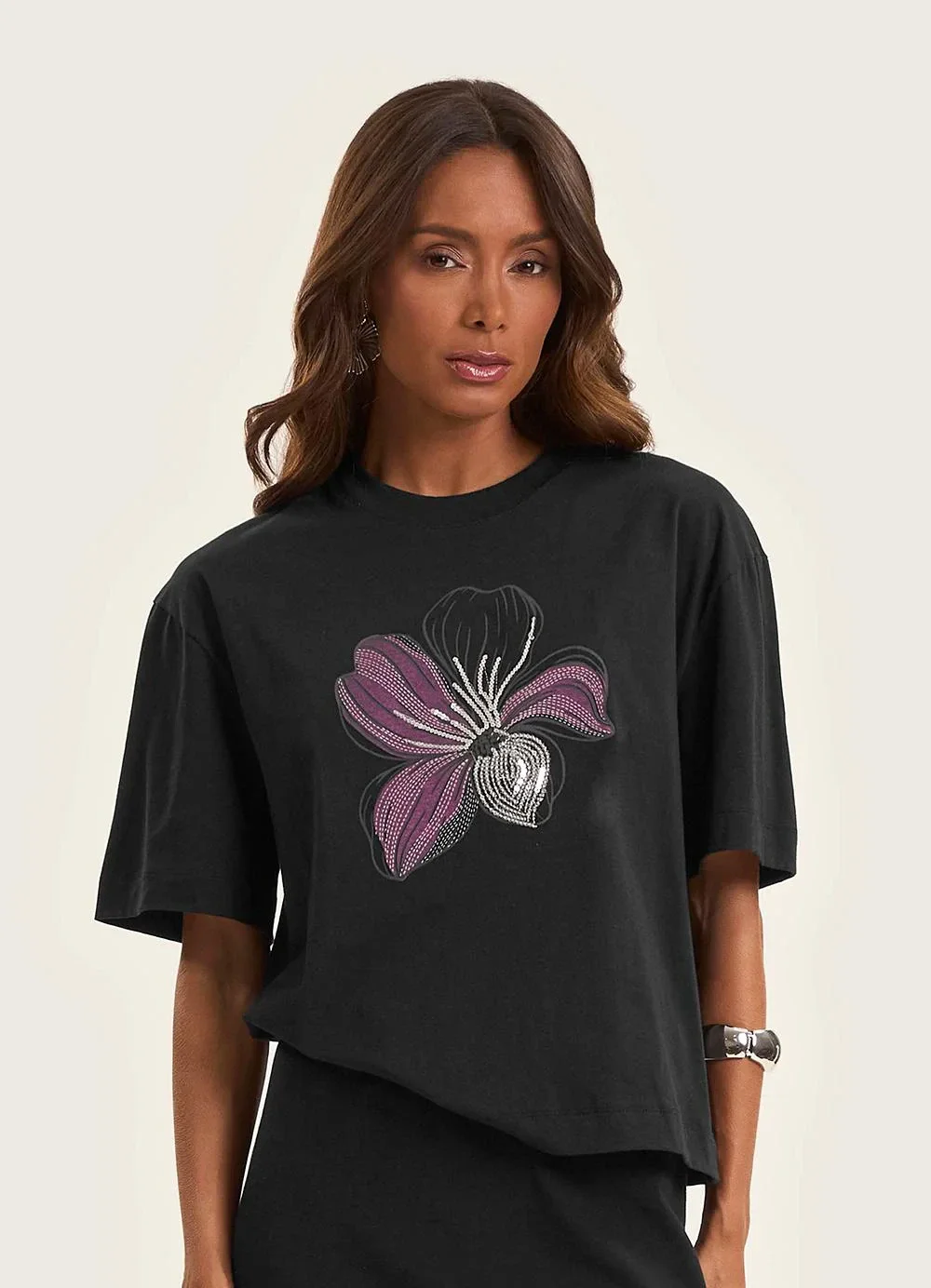 Rovitex - T- Shirt Box Feminina em Meia Malha Preto