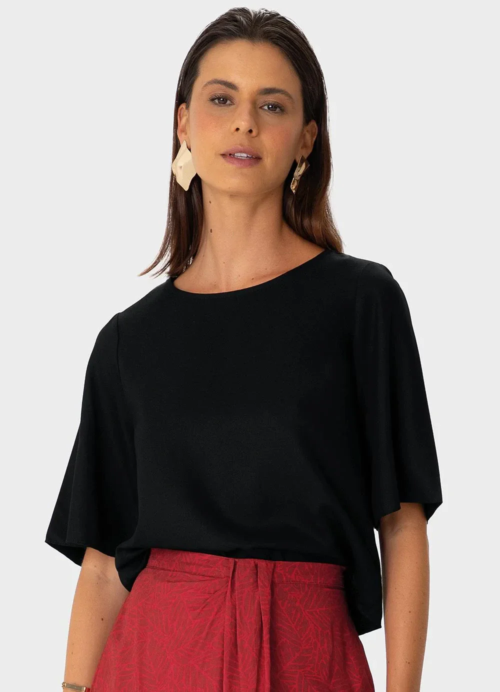 Enfim - Blusa Box em Crepe Preto