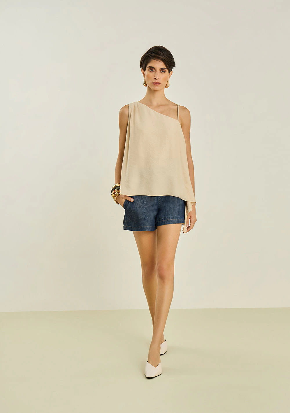 Shorts Maria.Valentina Amplo Alta Azul