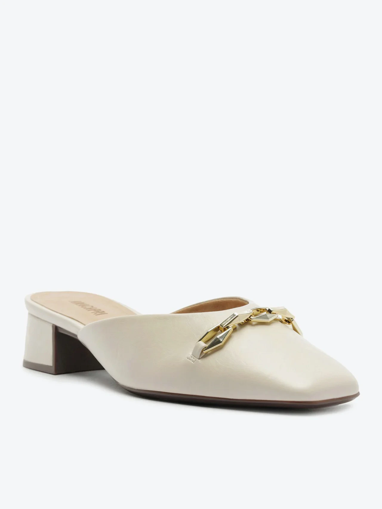 Mule Salto Bloco Corrente Branco