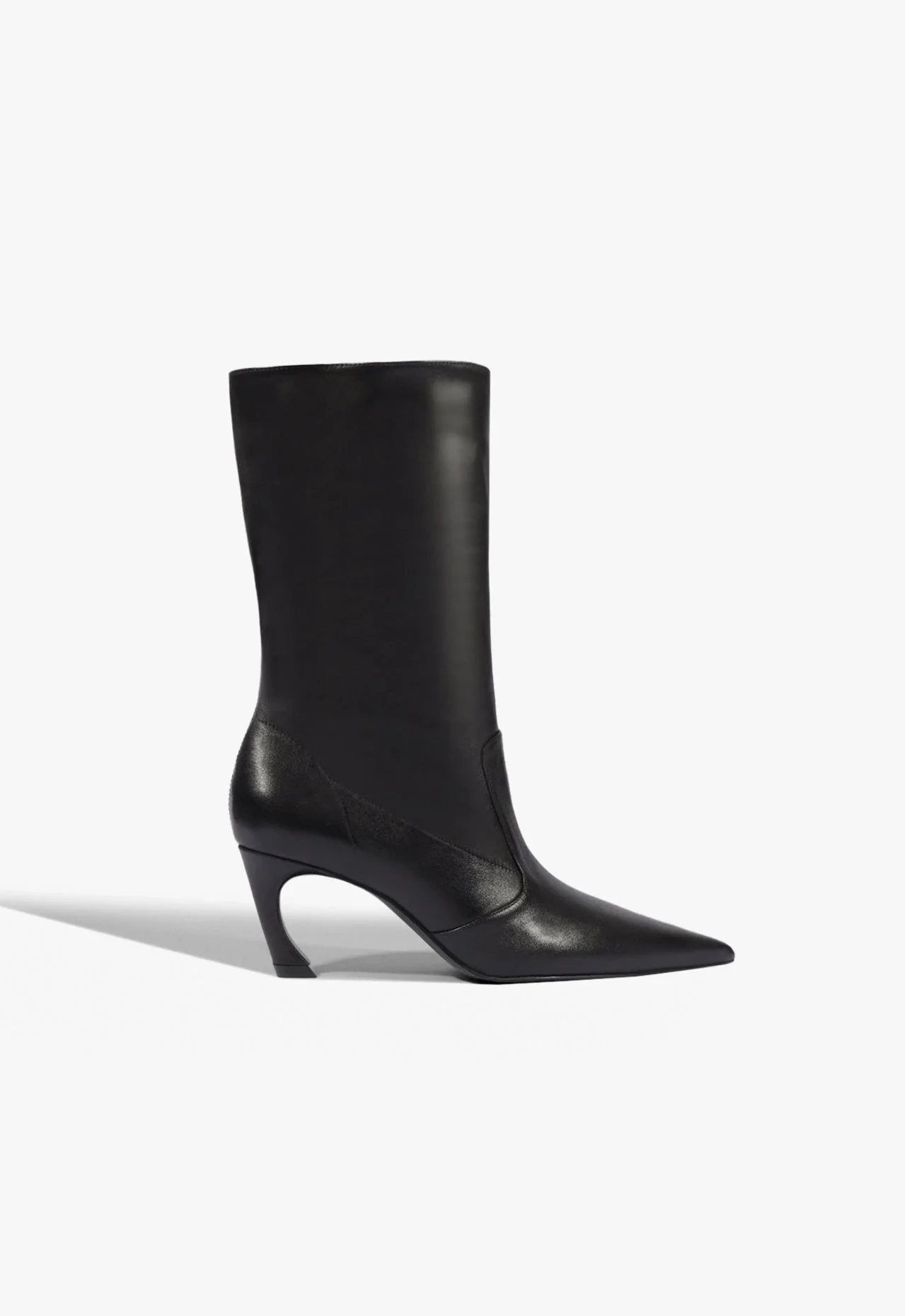 Bota Lexi Mid Slouch Bootie Couro Preta
