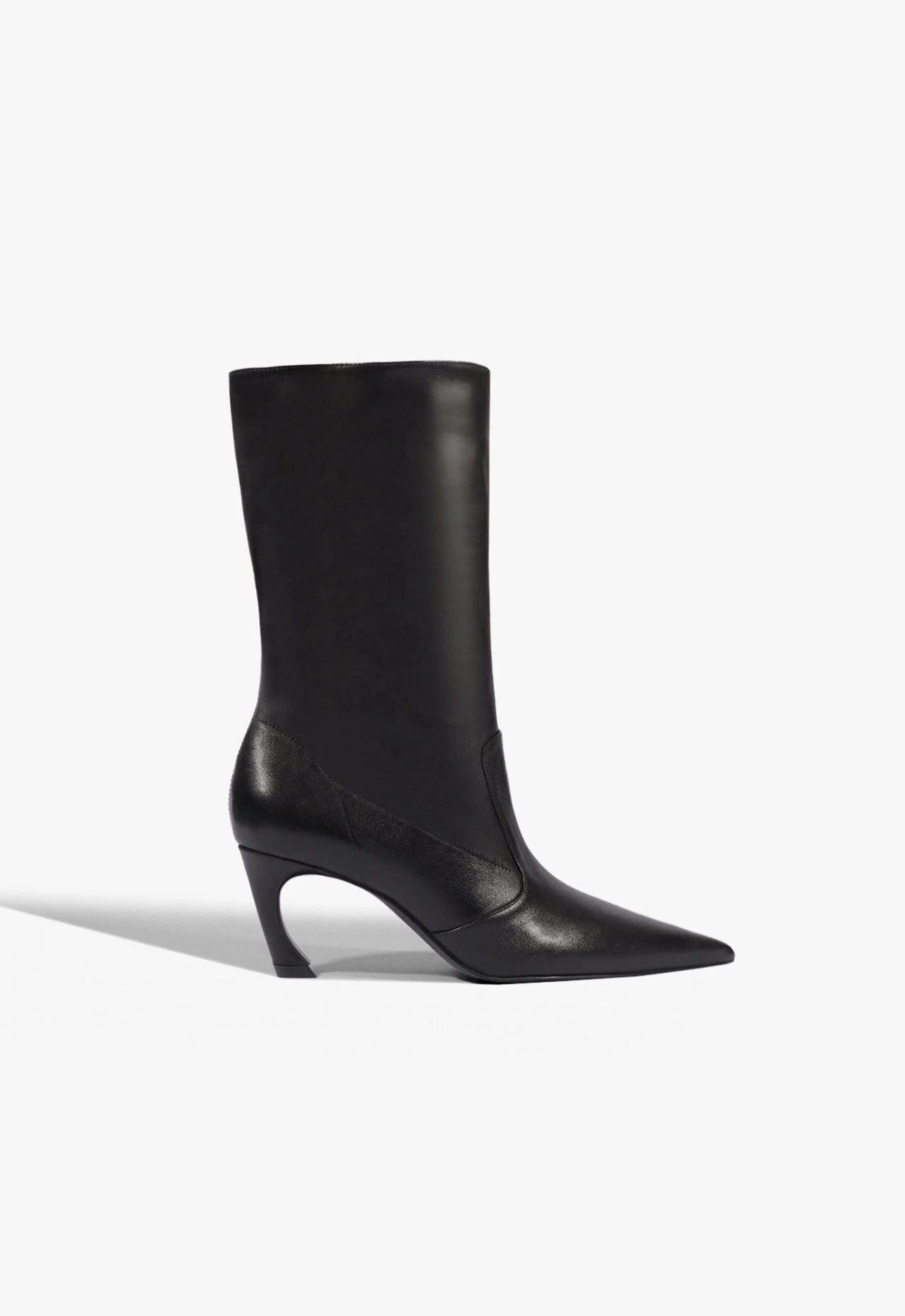 Bota Lexi Mid Slouch Bootie Couro Preta
