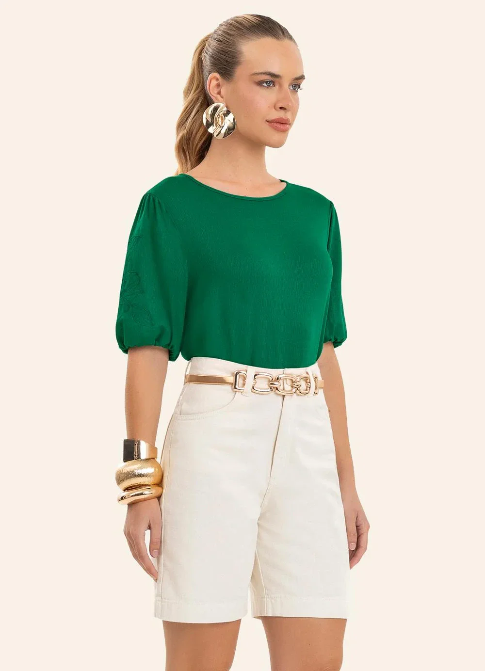 Endless - Blusa Feminina Manga Bufante Verde