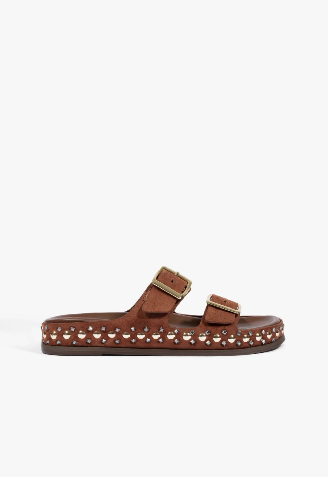 Papete Studs Camurça Marrom