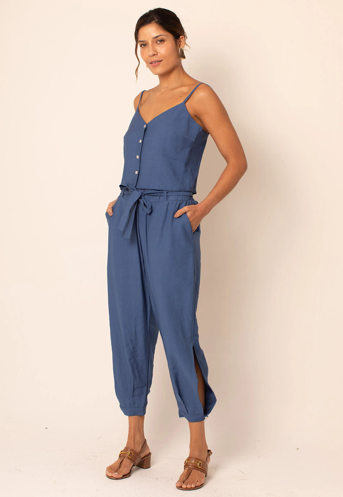 Conjunto de Cropped Marrant e Calça Marrant Clochard com Amarração