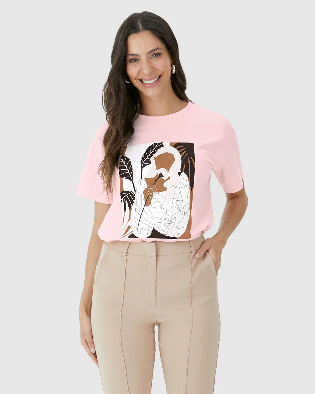 Camiseta Feminina Com Ilustração Em Algodão