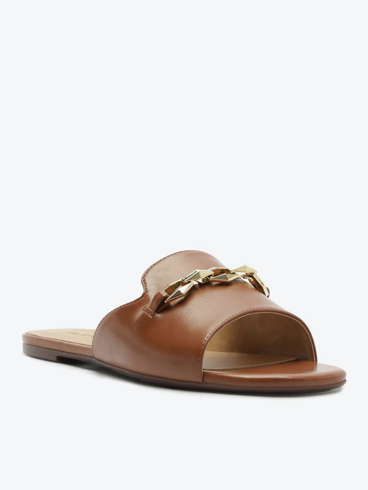 Rasteira Detalhe Corrente Metal Marrom