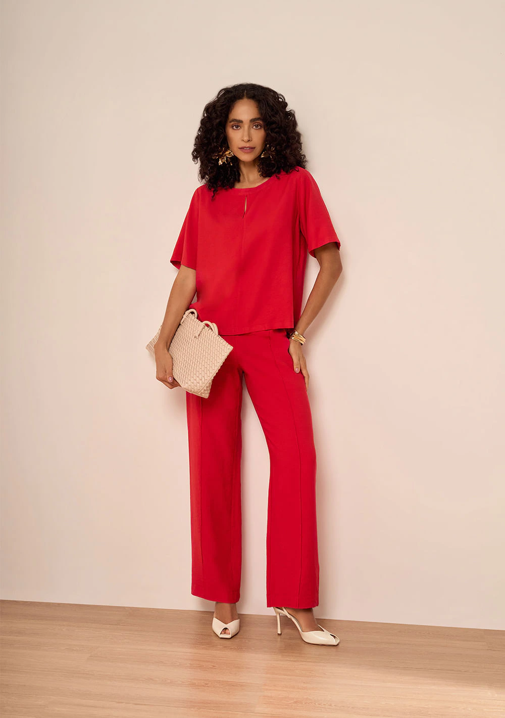 Blusa Manga Curta Magnólia Vermelho