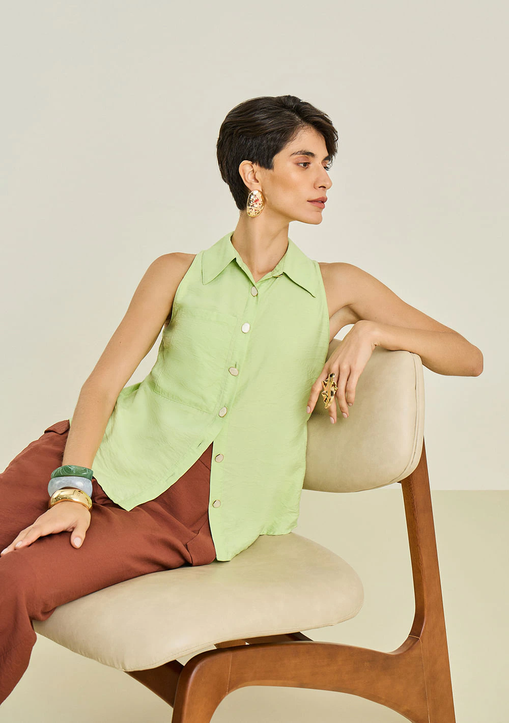 Regata Maria.Valentina Solta Cava Francesa Padrão Verde