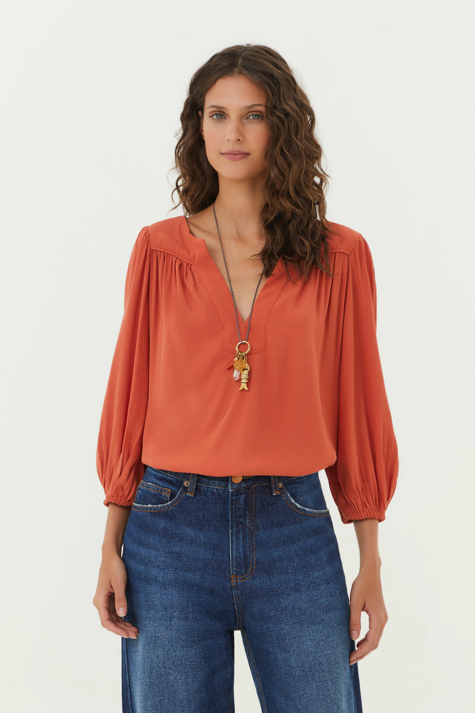 Blusa Manga Longa Decote v
