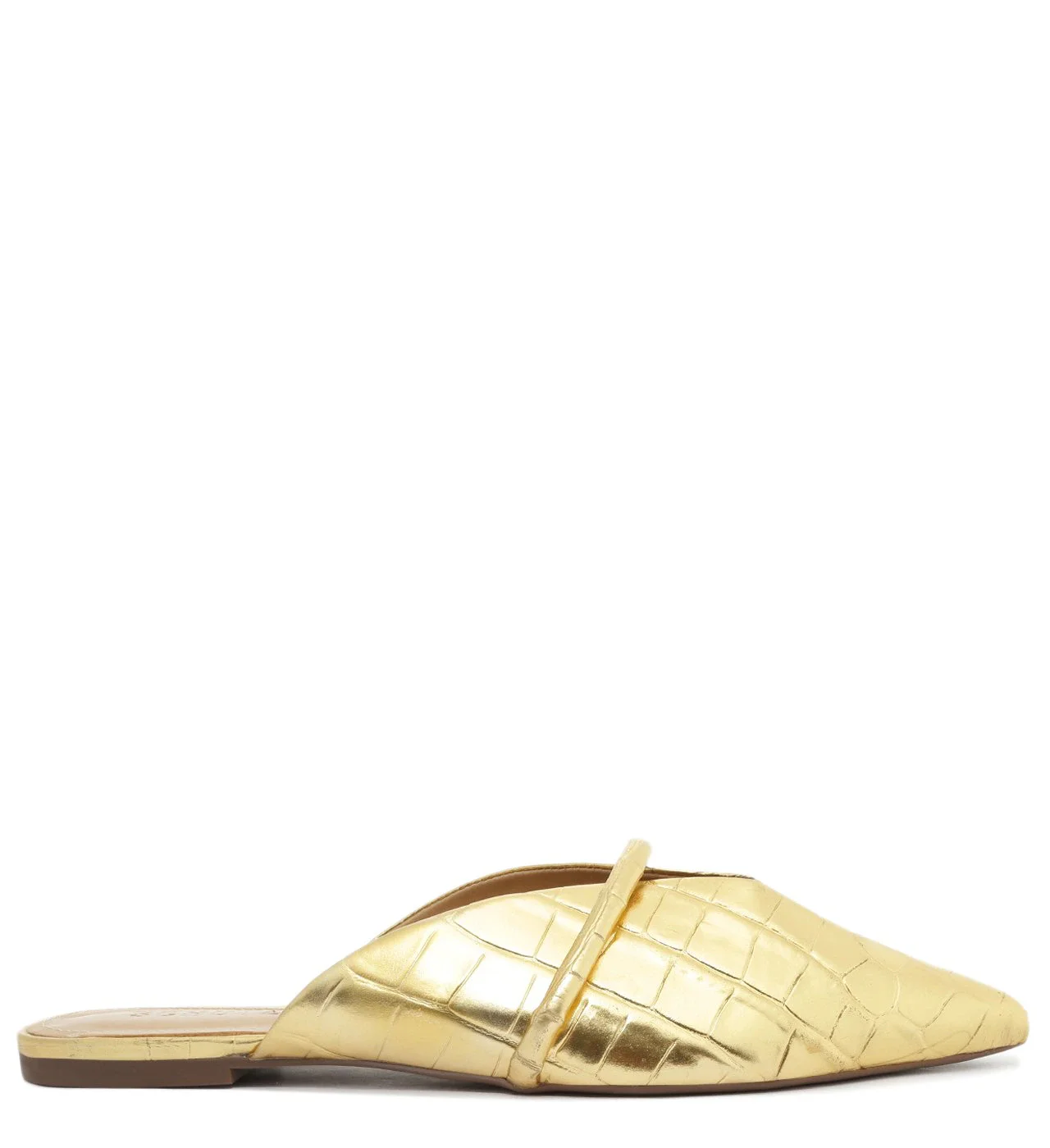 Flat Mule Croco Dourado