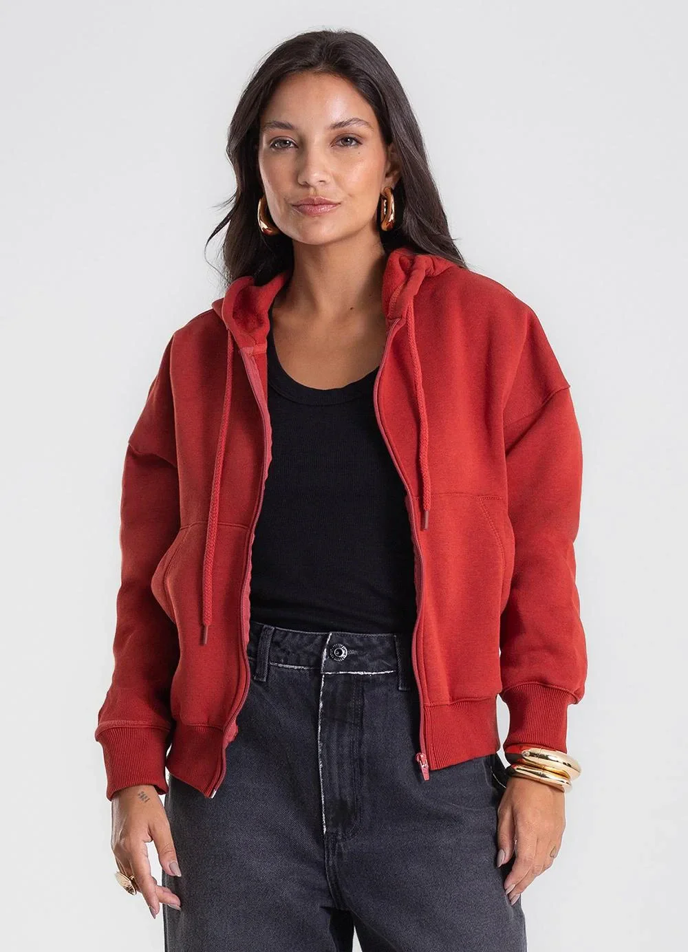 Endless - Jaqueta Feminina com Capuz Vermelho