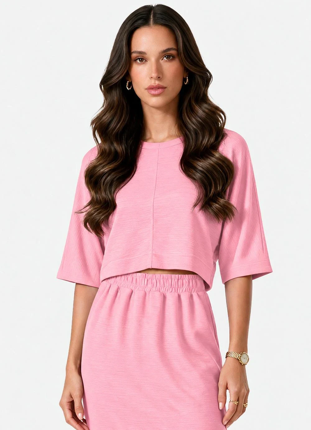 Dianna - Blusa Morcego Feminina Manga Ampla Rosa