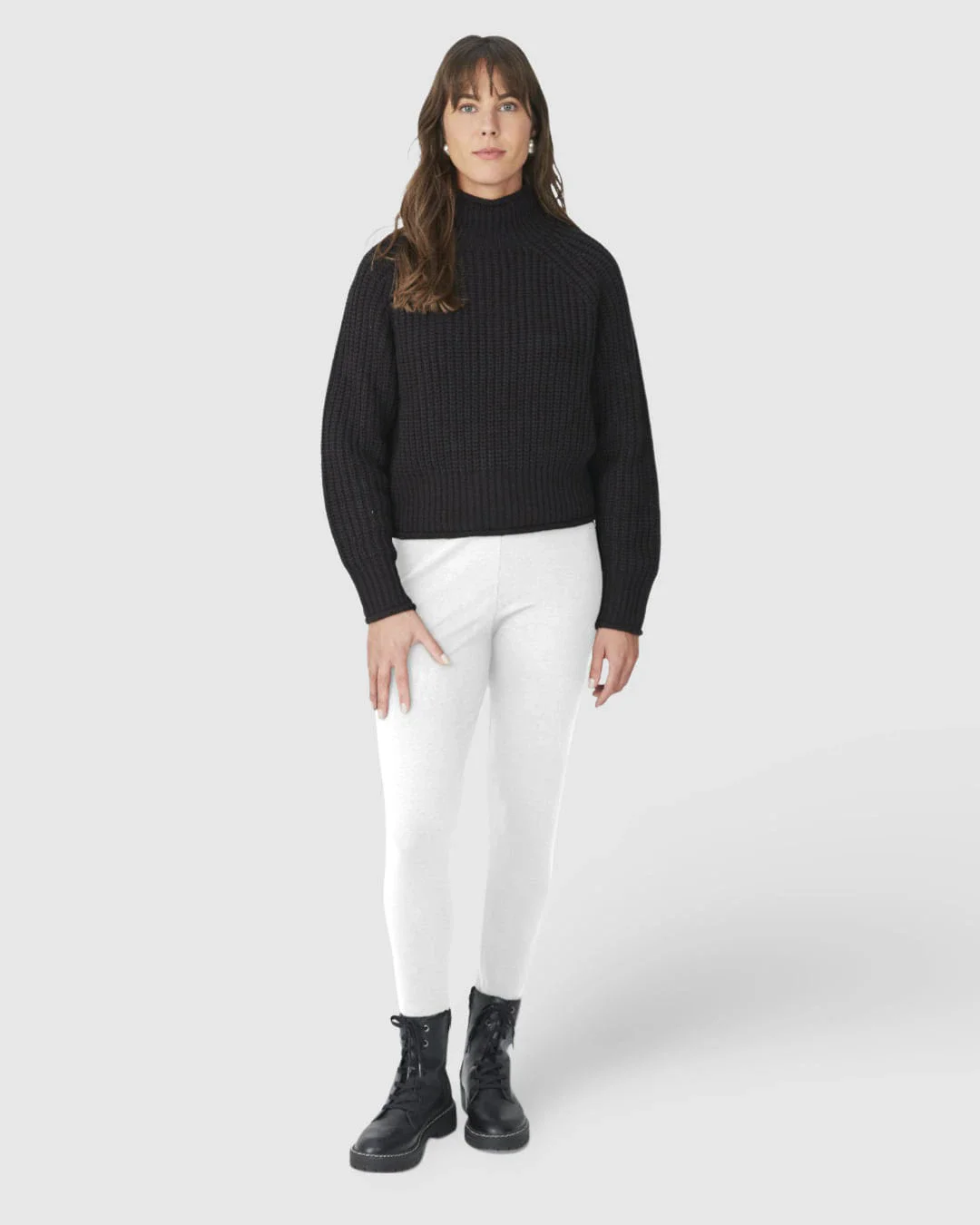 Calça Legging Básica Feminina Em Moletom Stretch Flanelado