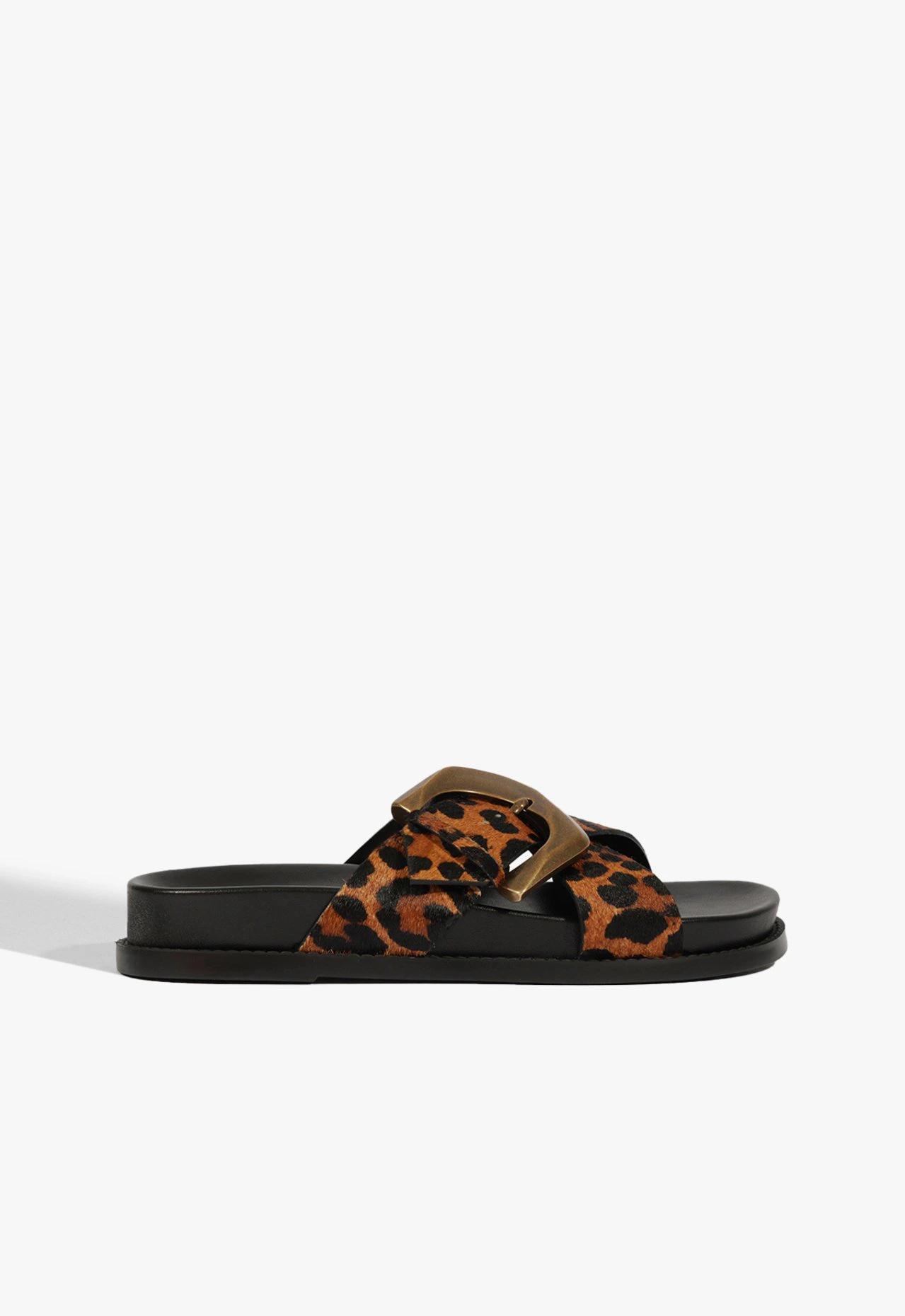 Papete Couro Fivela Animal Print Marrom