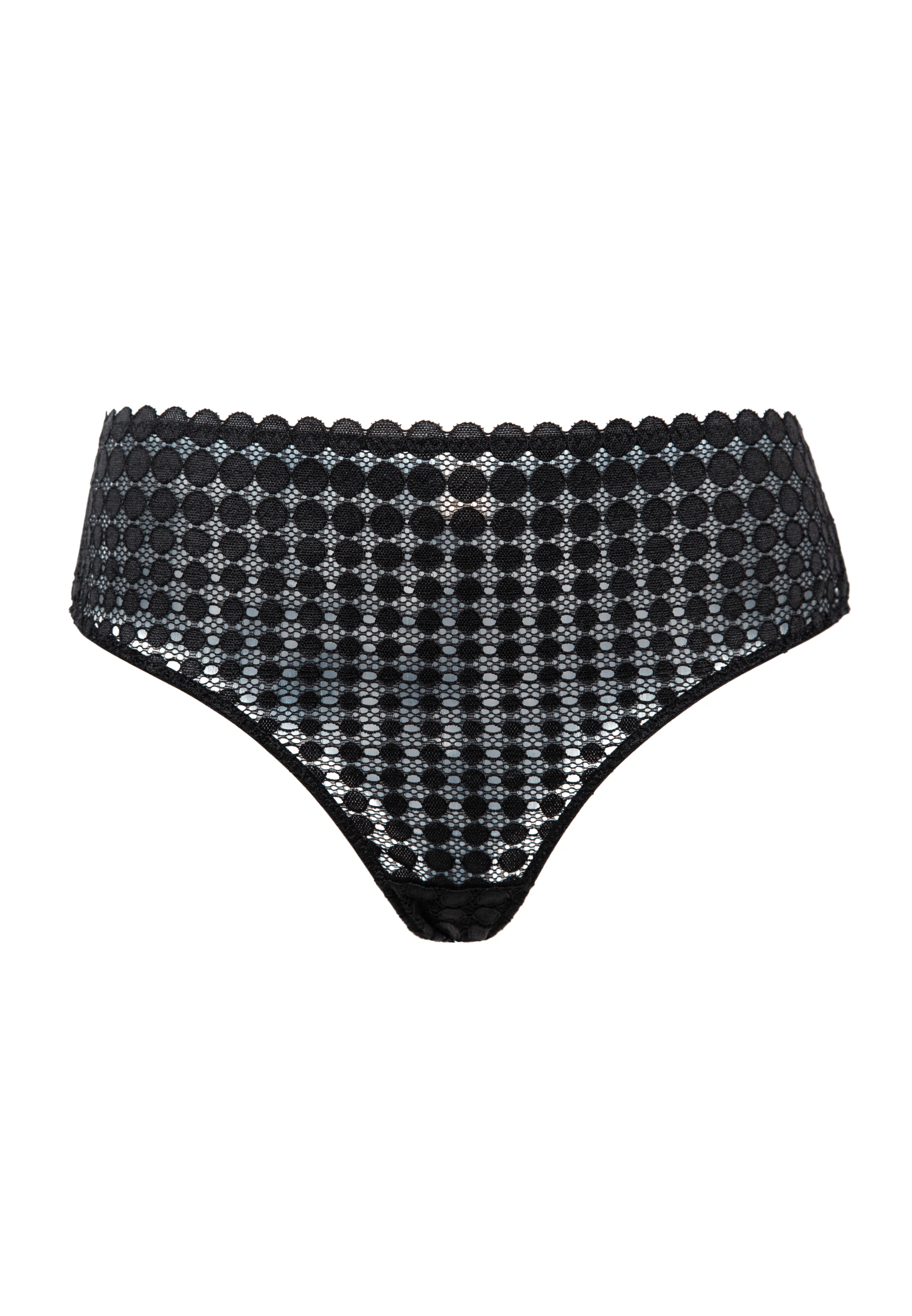 Calcinha Boyshort Renda Dots Megami Preto/Nude