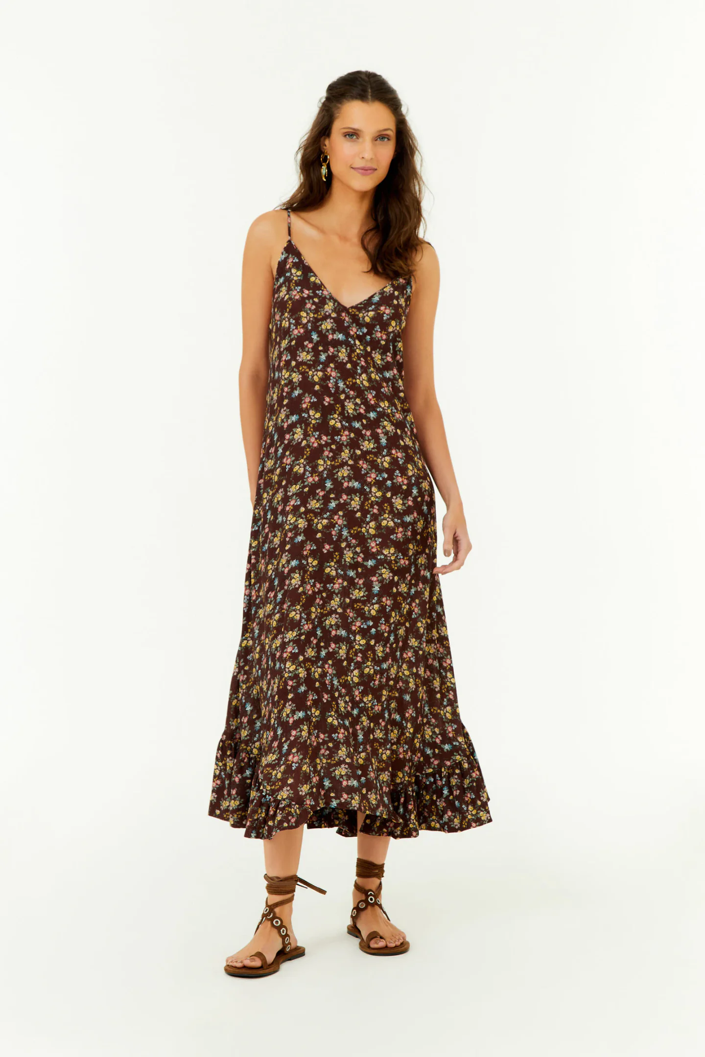 Vestido Midi Babado Estampa Blumi