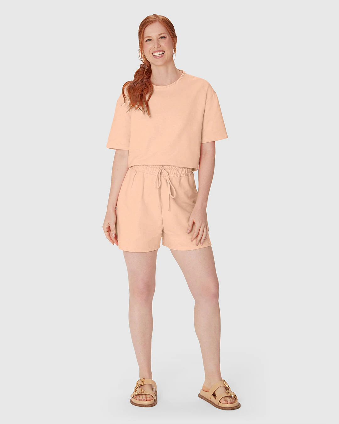 Shorts Feminino Amplo Cós Elástico Em Malha Tweed