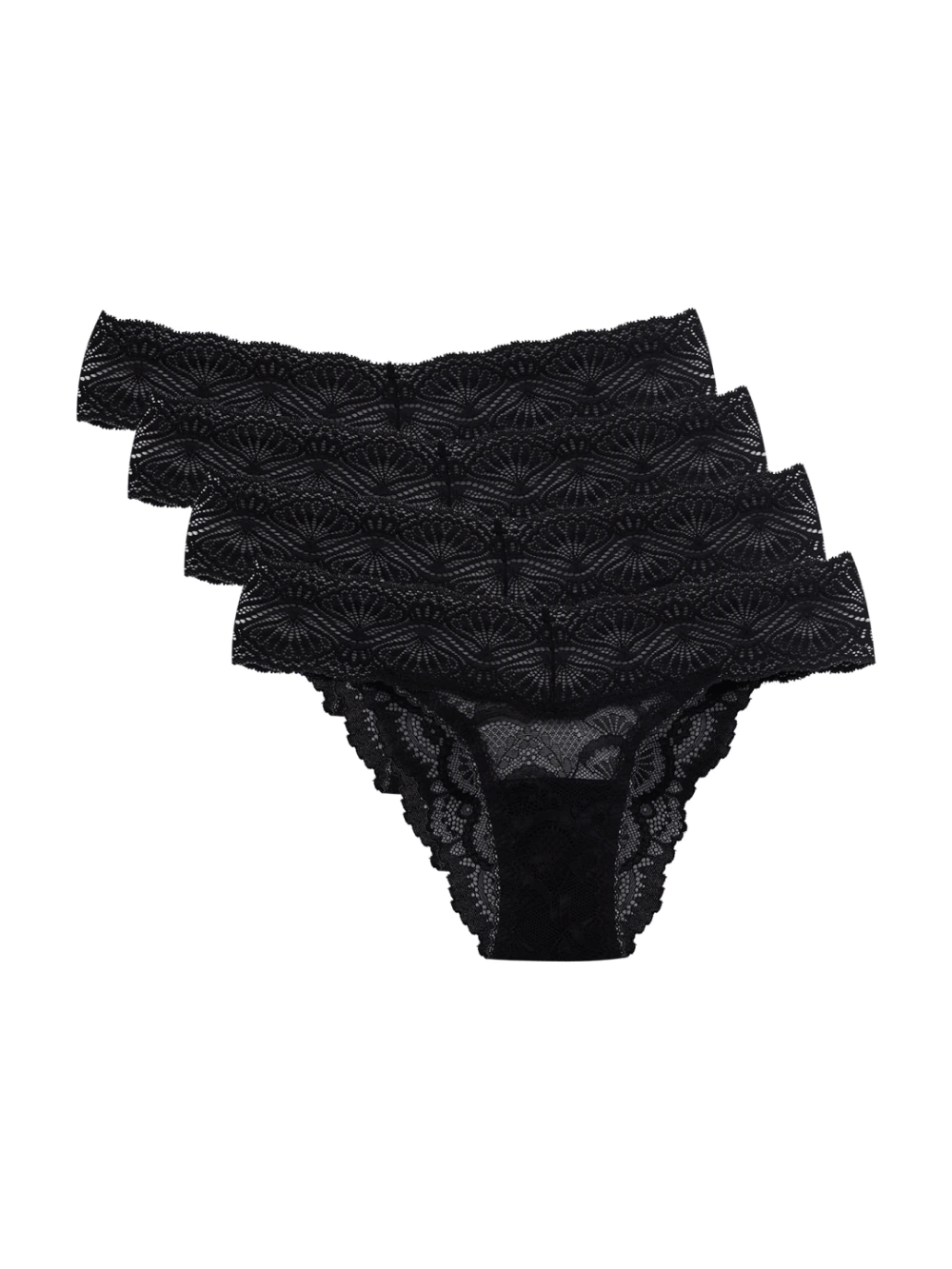 Kit 4 Calcinhas Biquíni Renda Shiny Love Preto