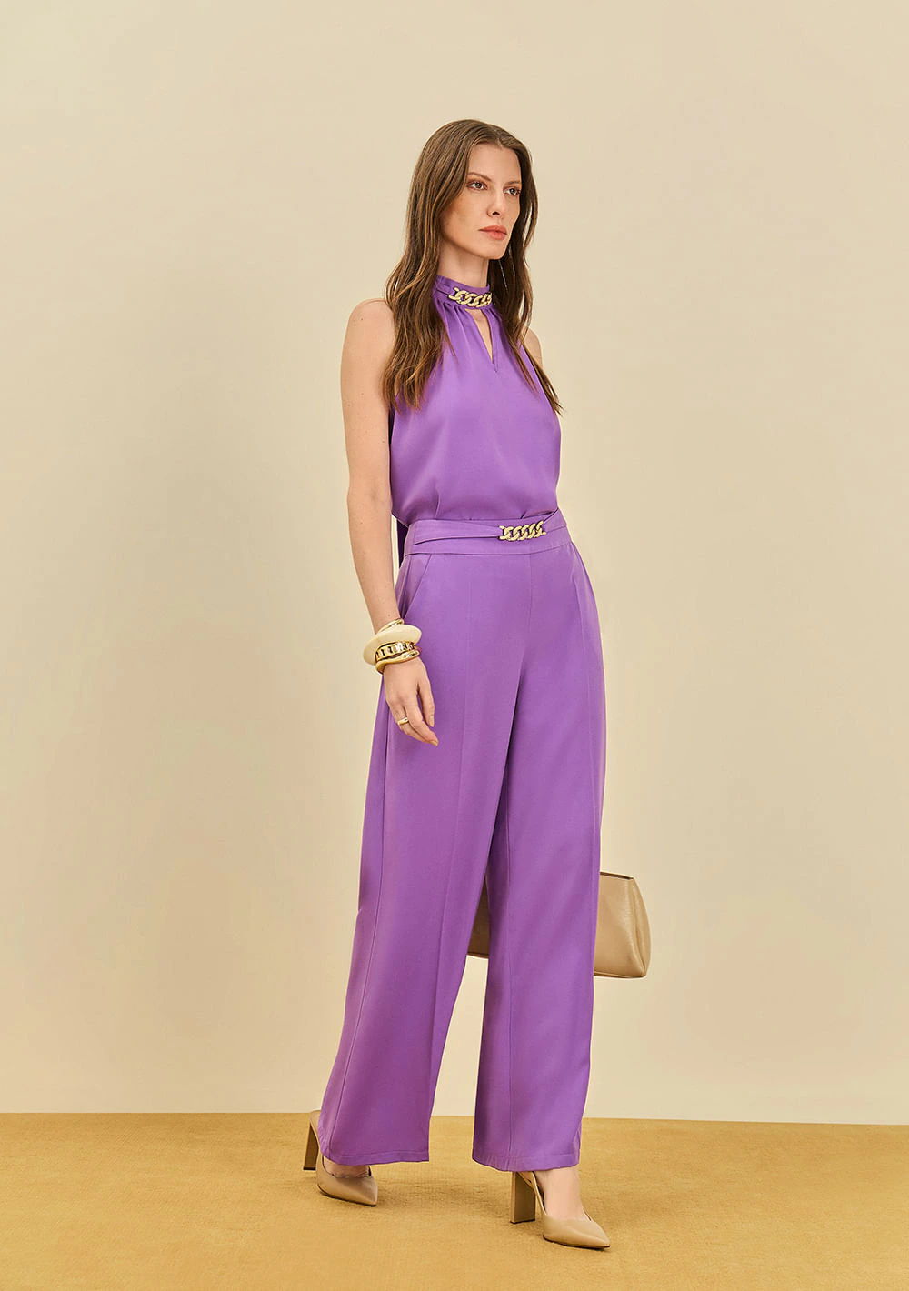 Calça Maria.Valentina Pantalona Alta Roxo