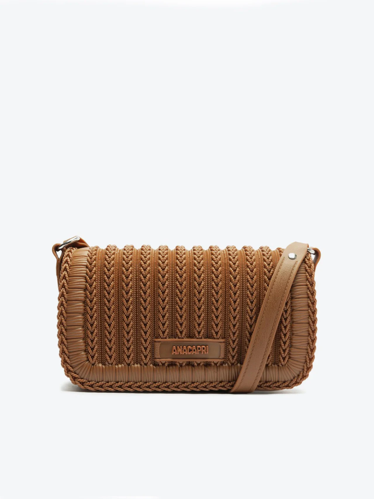 Bolsa Tiracolo Média Texturizada Injetada Marrom