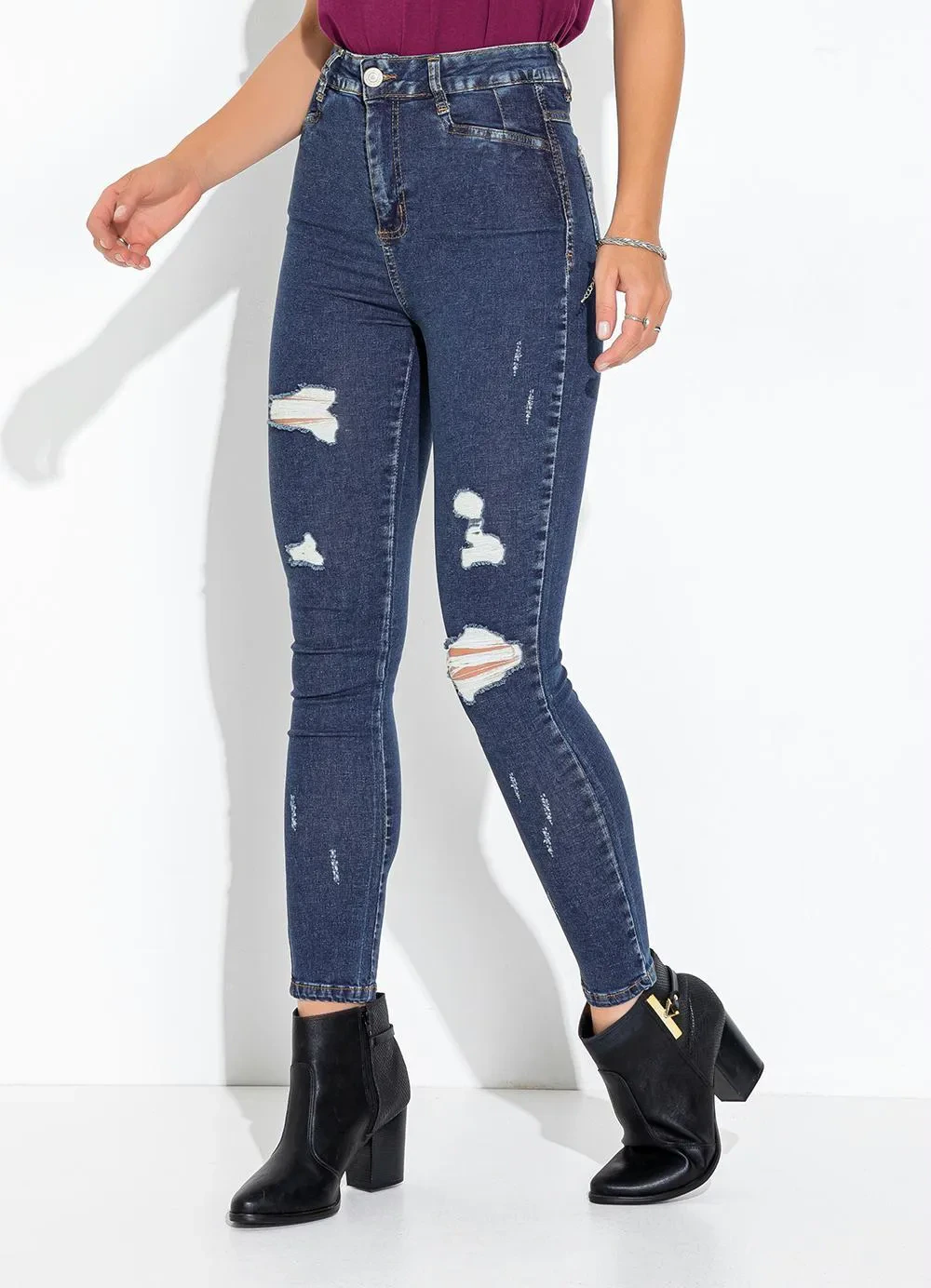 Sawary Jeans - Calça Jeans Azul Super Lipo Cigarrete