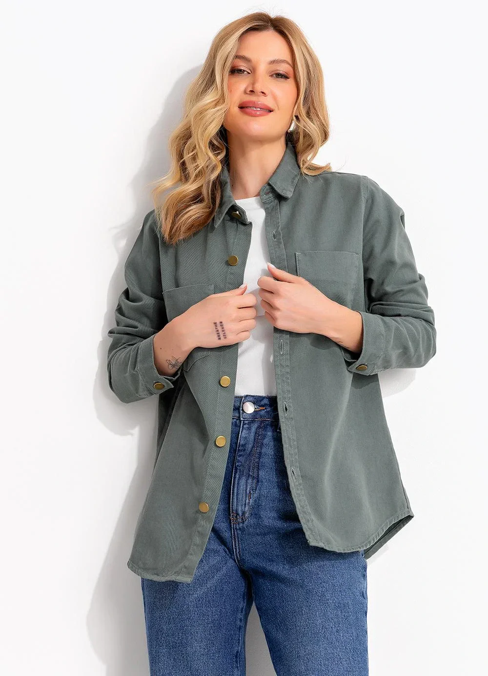 Quintess - Jaqueta Verde em Jeans