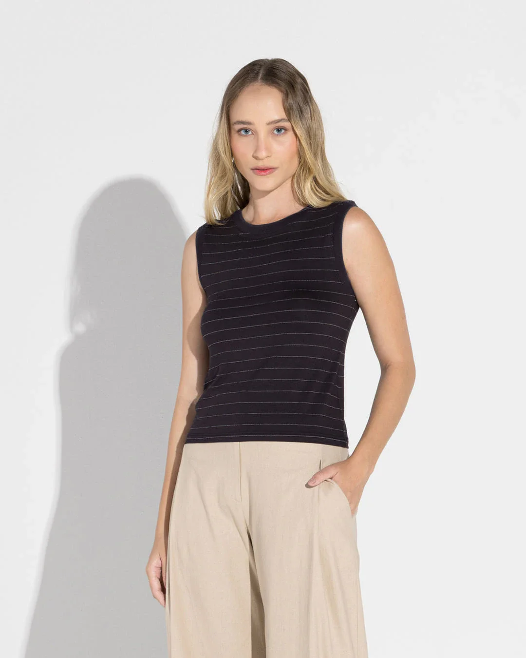 Regata Viscose Listras Feminina