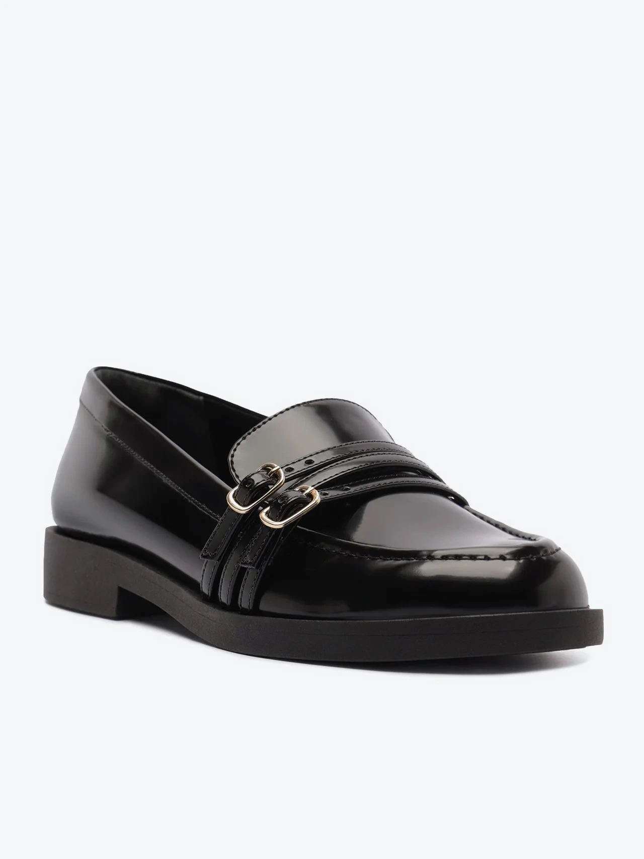 Mocassim Com Detalhes De Fivela Na Pala Preto