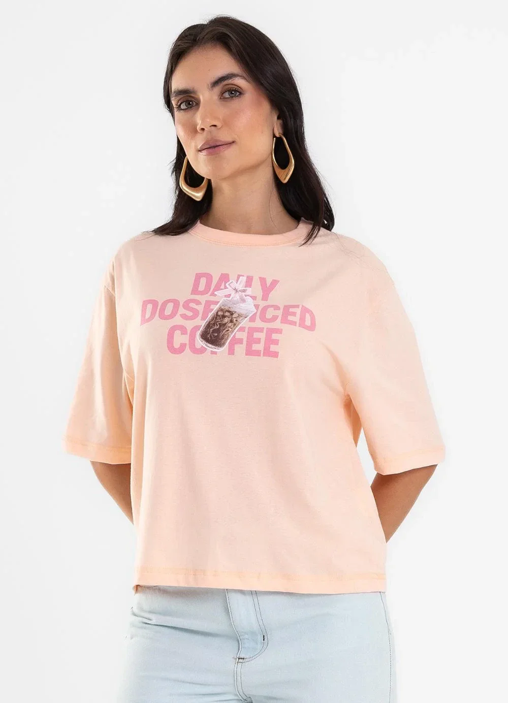 Rovitex - T Shirt Box Feminina Meia Malha Rosa