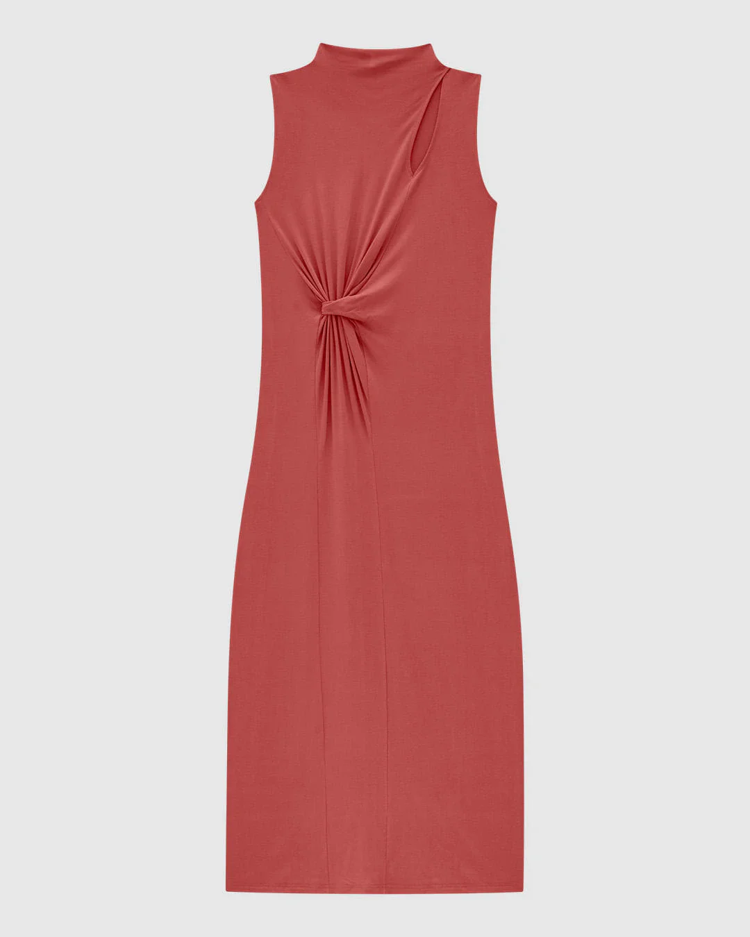 Vestido Midi Feminino Torção Frontal Em Viscose Stretch - ENFIM