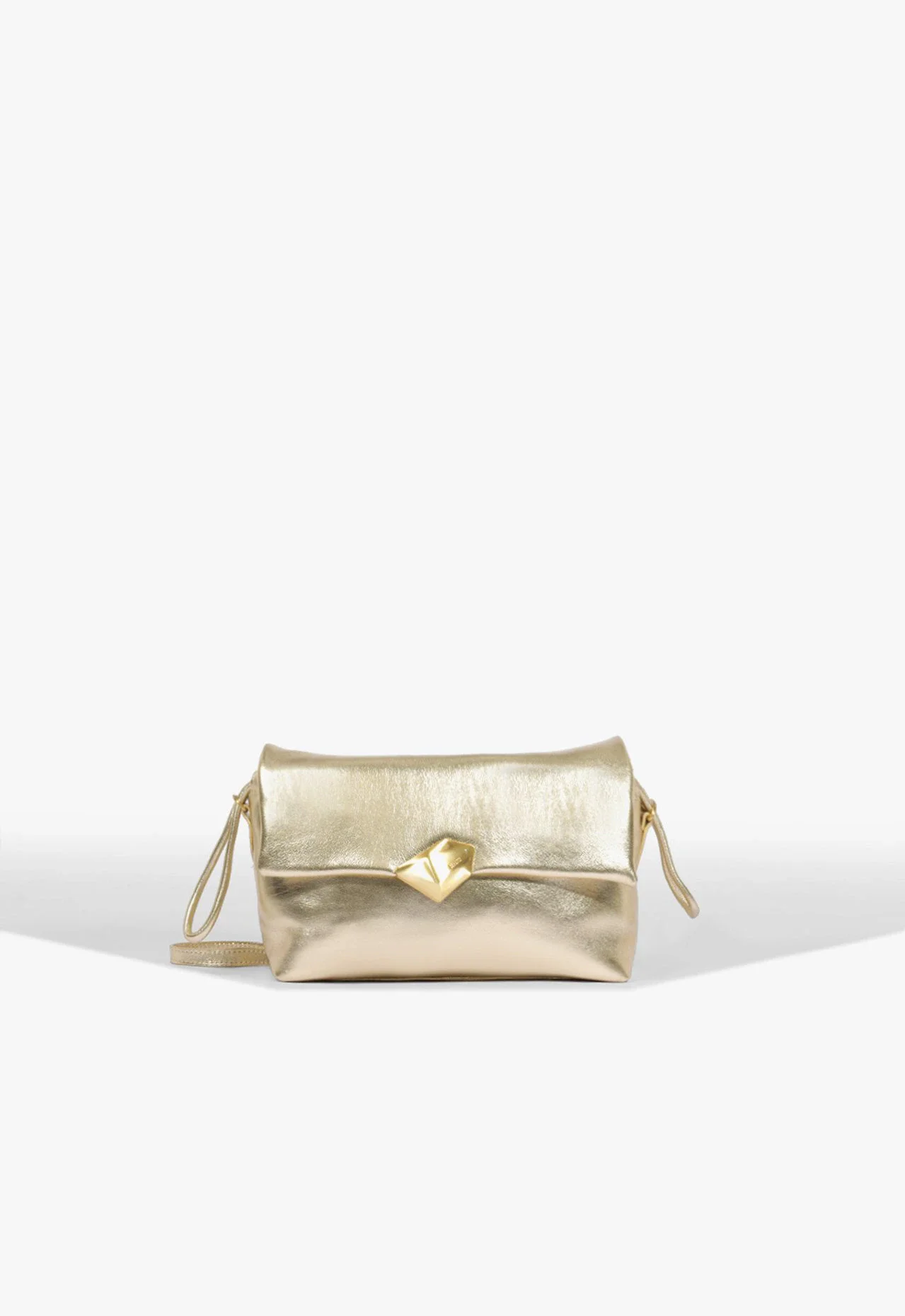 Bolsa Tiracolo Bubble Pequena Couro Dourada