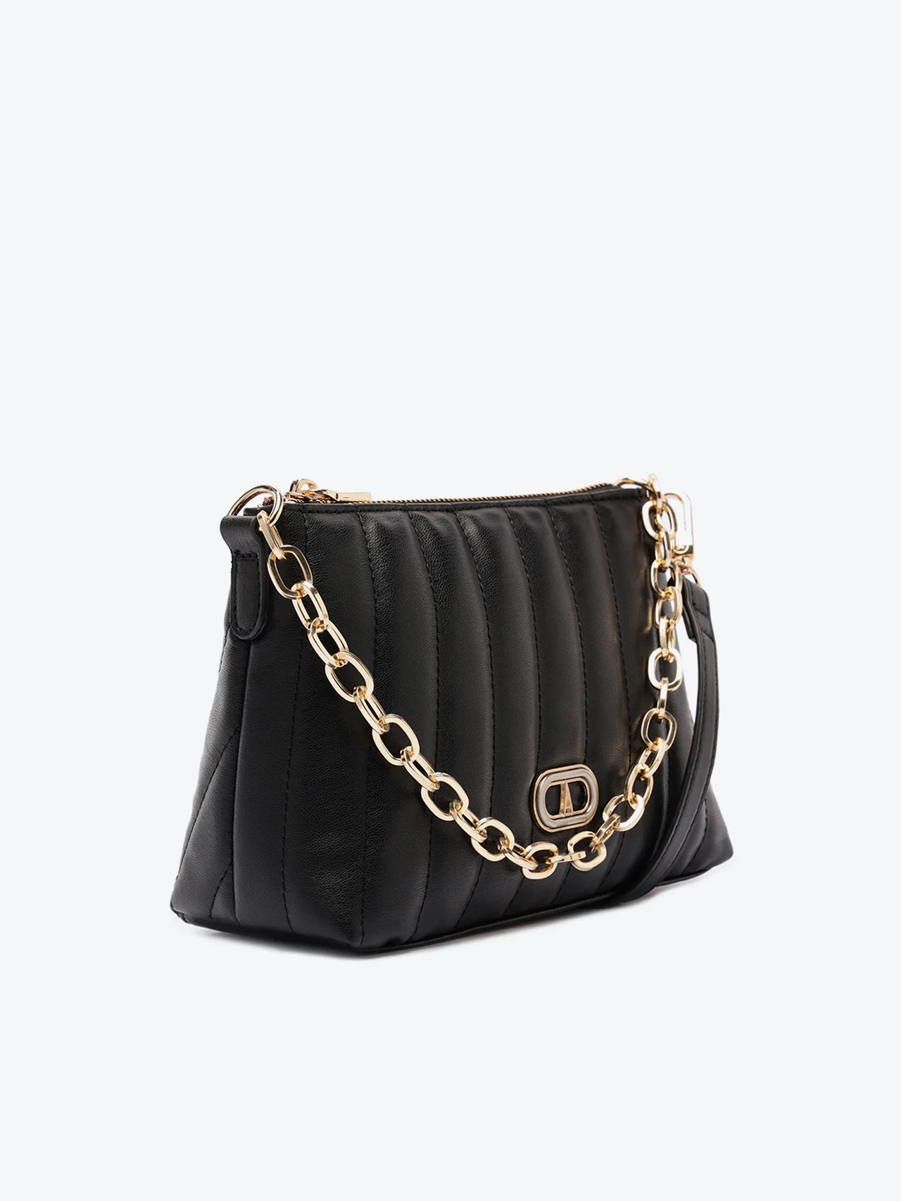 Bolsa Tiracolo Pequena Texturizada Corrente Preta