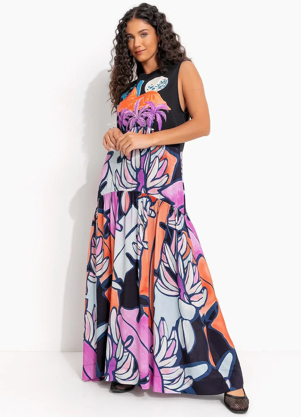 Farm - Vestido Cropped Regata Rio Vertical Azul