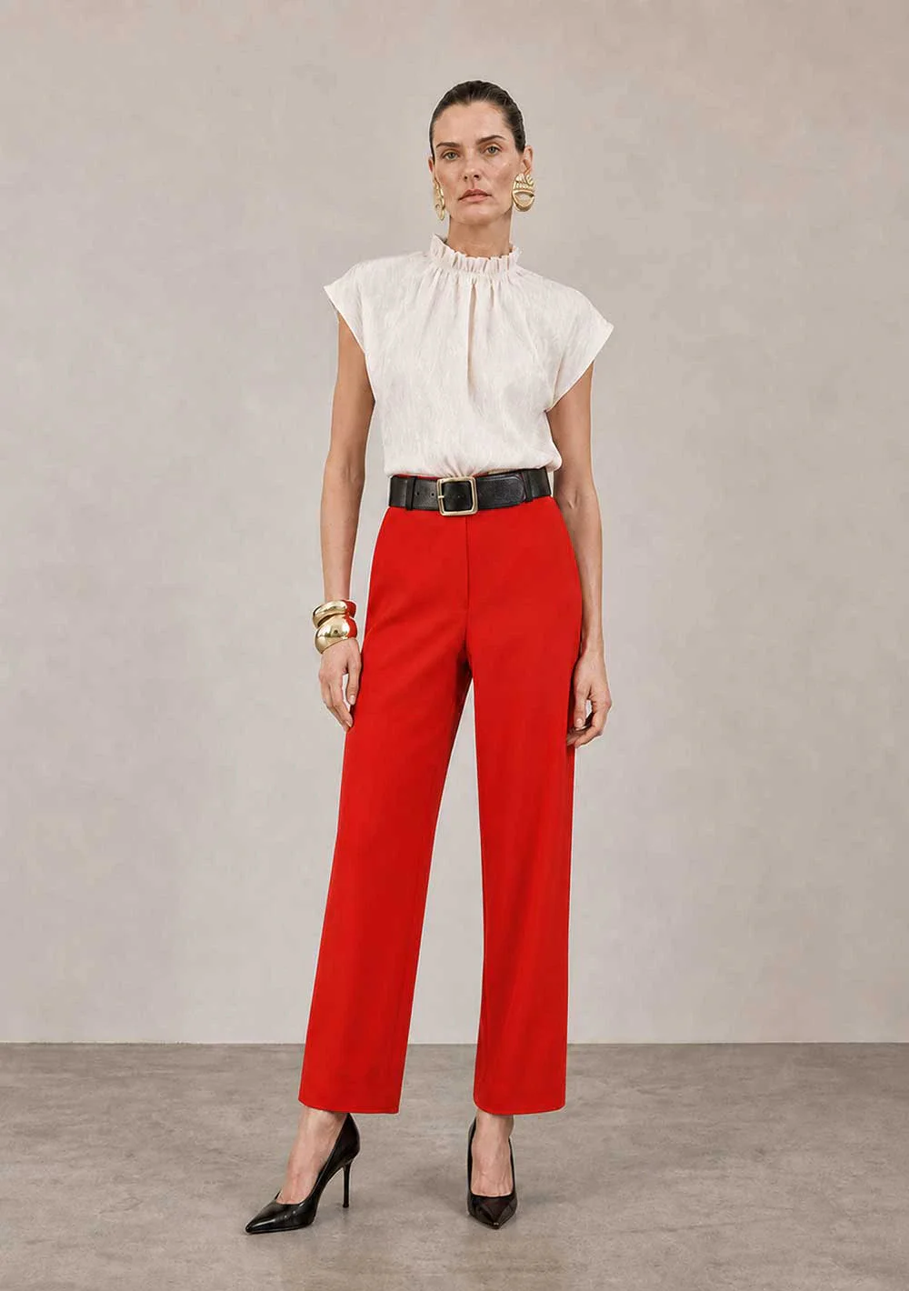 Calca Alfaiataria Slim Rilievo Vermelho
