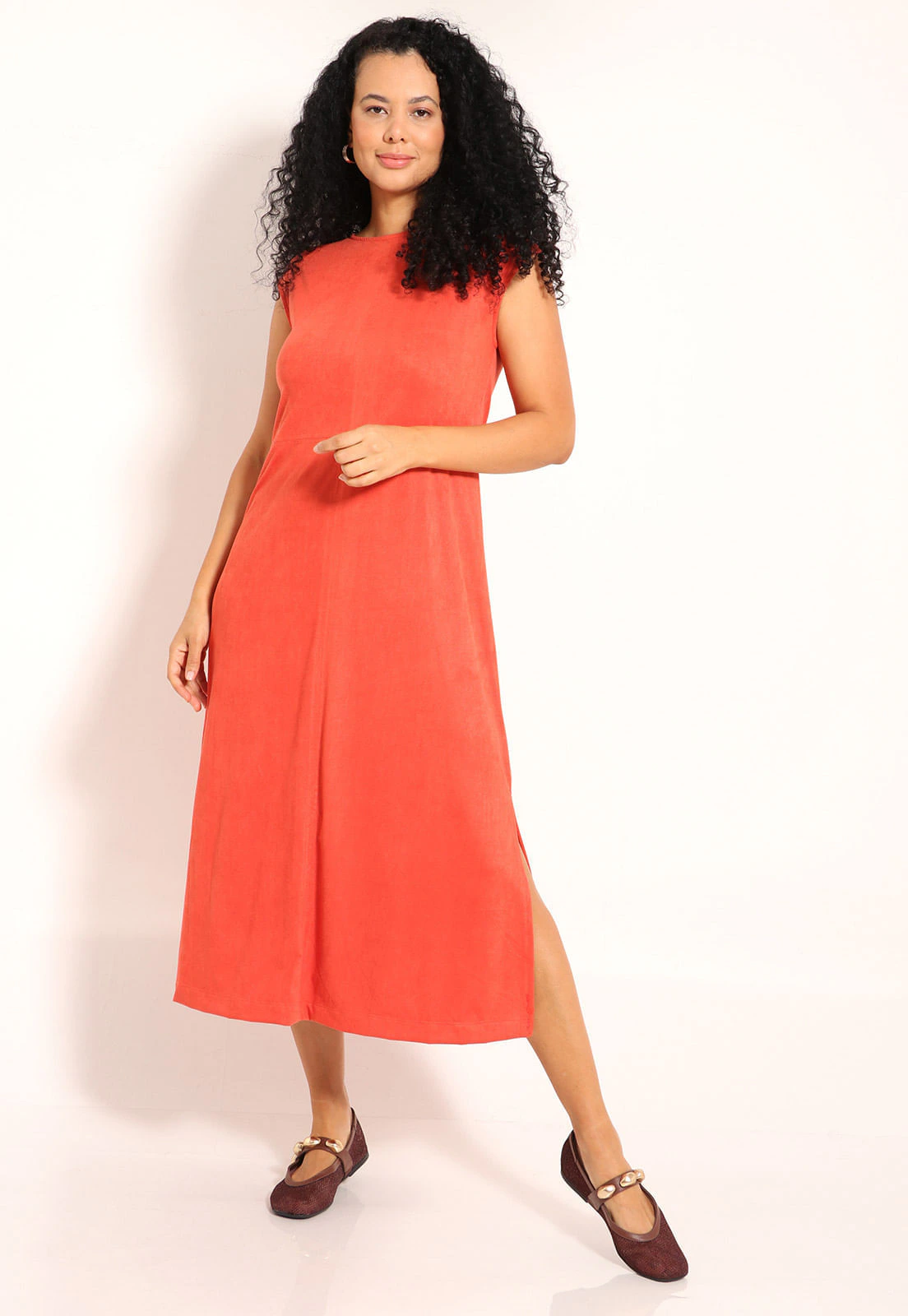 Vestido Suede Amplo Regata