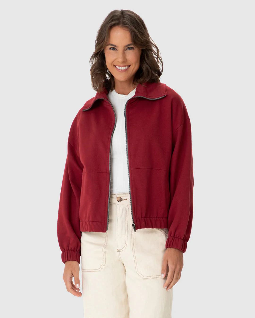 Jaqueta Feminina Bomber Gola Diferenciada Em Moletom Flanelado